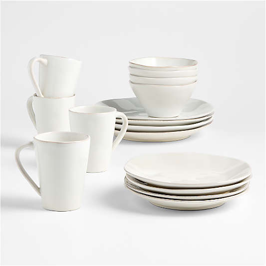 Marin White Stoneware 16-Piece Dinnerware Set