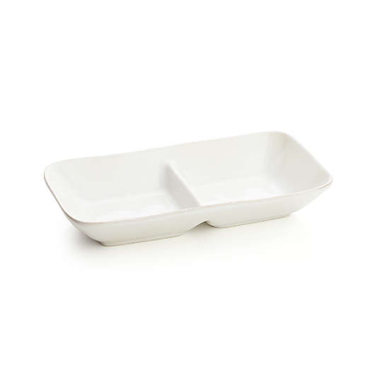 Marin White Stoneware Divided Server