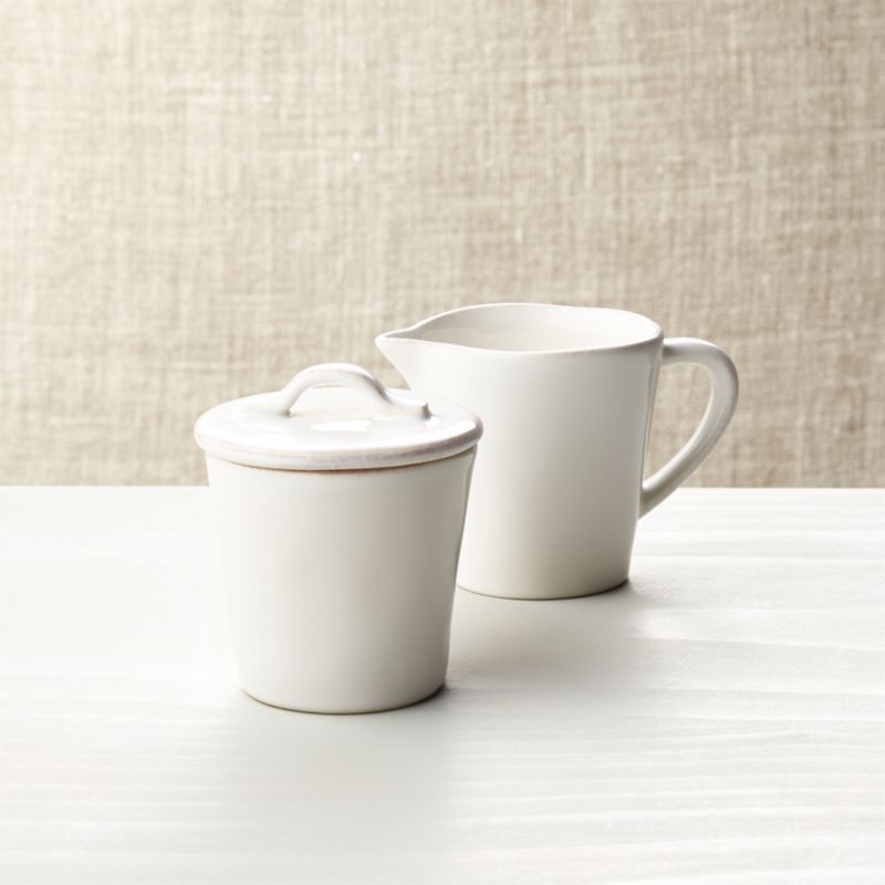 Marin White Sugar Bowl with Lid and Creamer - image 0 of 3