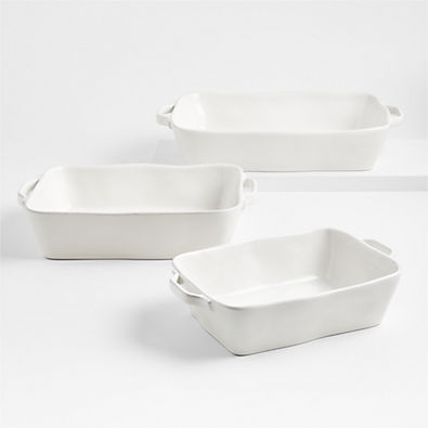 View Marin Stoneware White Bakers, Set of 3 details