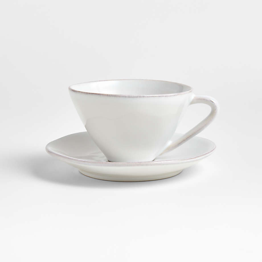 Marin White Cappuccino Cup and Saucer | Crate & Barrel