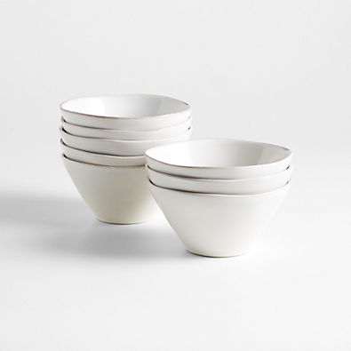 View Marin White Stoneware Cereal Bowls, Set of 8 details