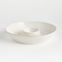 Marin White Stoneware Chip and Dip Server + Reviews | Crate & Barrel