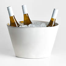Marin White Ceramic Champagne Bucket + Reviews | Crate & Barrel