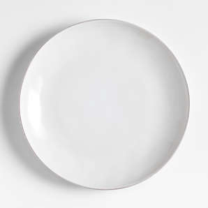 Crate & Barrel White Round Wide Rimmed Dinner Plates 12" Made in Poland