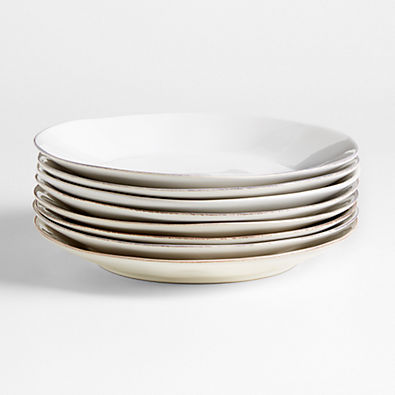 View Marin White Stoneware Dinner Plates, Set of 8 details