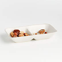 Marin White Stoneware Divided Server + Reviews | Crate & Barrel