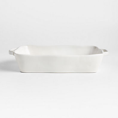 View Marin 13.5"x10" White Stoneware Large Baker with Handles details