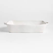 Marin 13.5"x10" White Stoneware Large Baker with Handles | Crate & Barrel