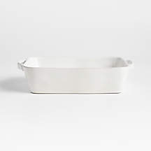 Marin 12"x 8.5" White Stoneware Medium Baker with Handles | Crate & Barrel