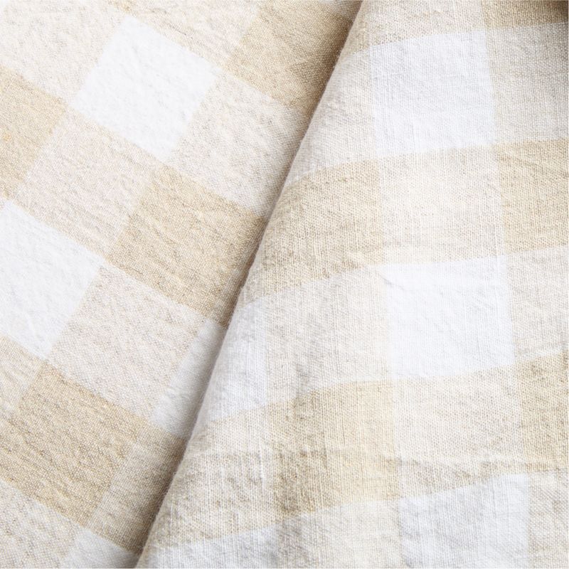 Marin White and Natural Buffalo Check Oversized EUROPEAN FLAX ™-Certified Linen Tablecloth - image 2 of 3