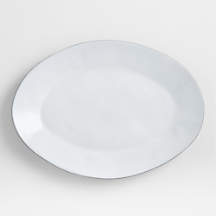 Marin White Recycled Stoneware Large Platter + Reviews | Crate & Barrel