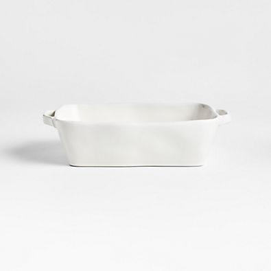 View Marin 10"x7" White Stoneware Small Baker with Handles details