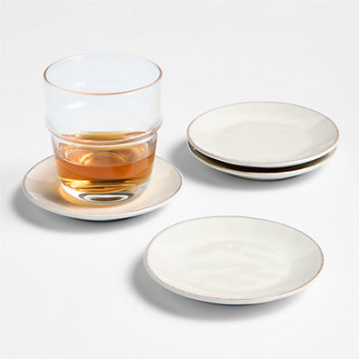 View Marin White Stoneware Coasters, Set of 4 details