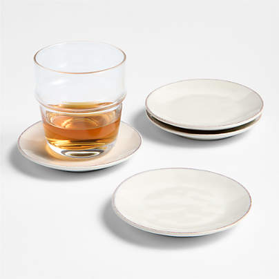 Marin White Stoneware Coasters, Set of 4