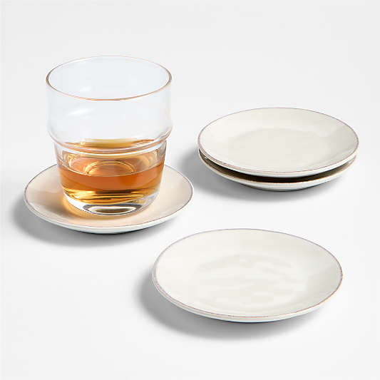 Marin White Stoneware Coasters, Set of 4