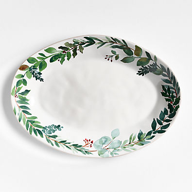 View Marin Winter Botanical Stoneware Oval Platter details