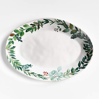 Marin Winter Botanical Stoneware Oval Platter