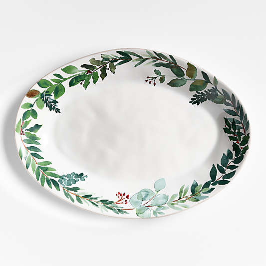 Marin Winter Botanical Stoneware Oval Platter