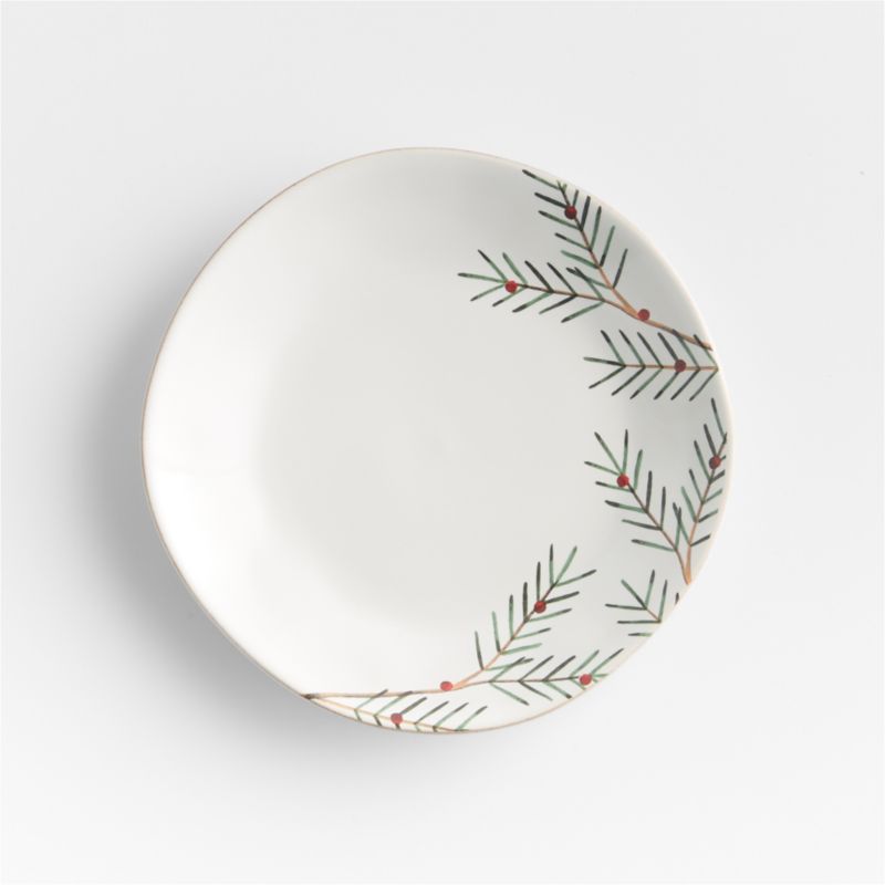Marin Holiday Winter Pine Christmas Salad Plate + Reviews | Crate & Barrel