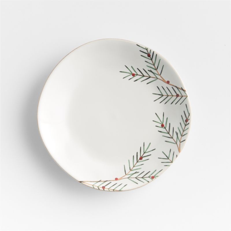 Marin Holiday Winter Pine Christmas Salad Plate + Reviews Crate & Barrel