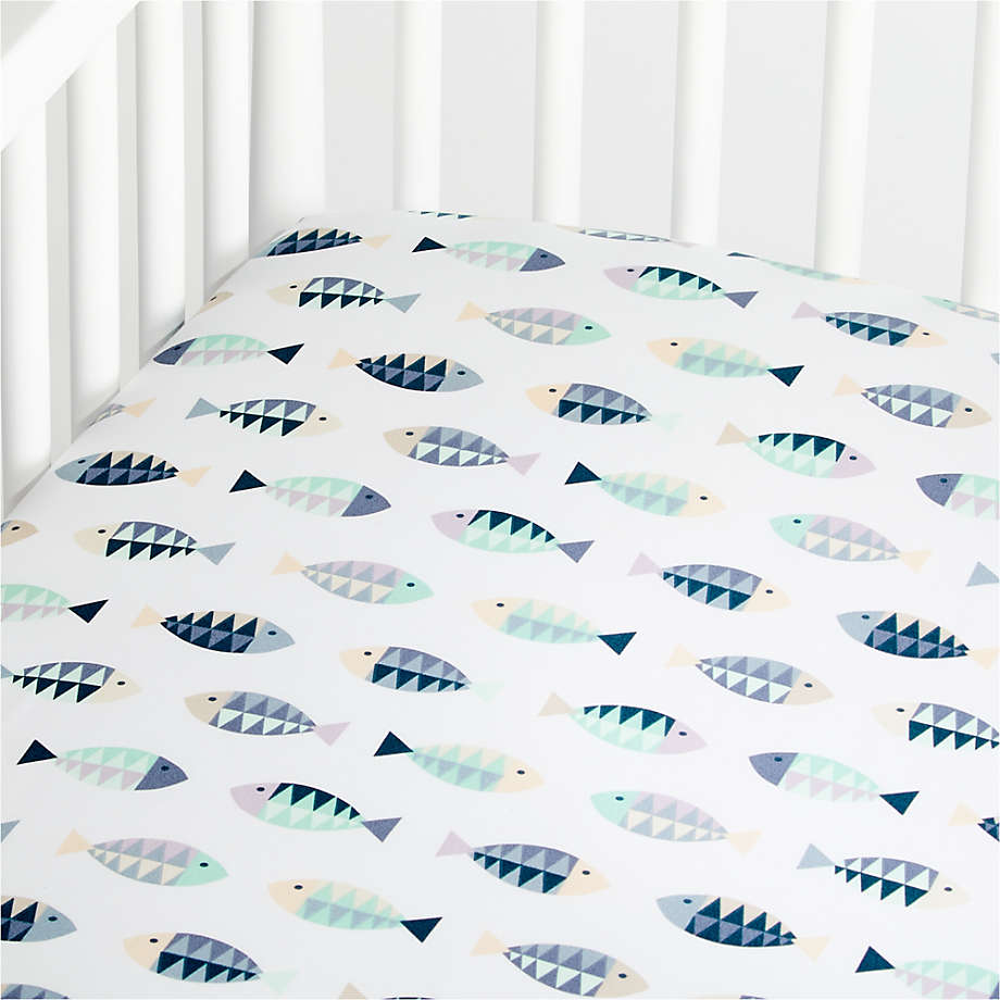 Organic Marine Baby Crib Fitted Sheet + Reviews Crate & Kids