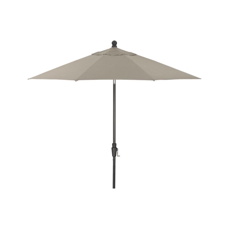 9' Round Sunbrella Stone Outdoor Patio Umbrella with Tilt Black Frame ...