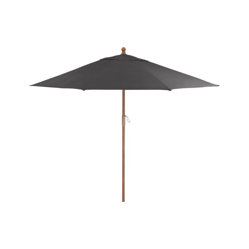 9' Round Sunbrella ® Charcoal Outdoor Patio Umbrella with Eucalyptus Frame - image 3 of 9