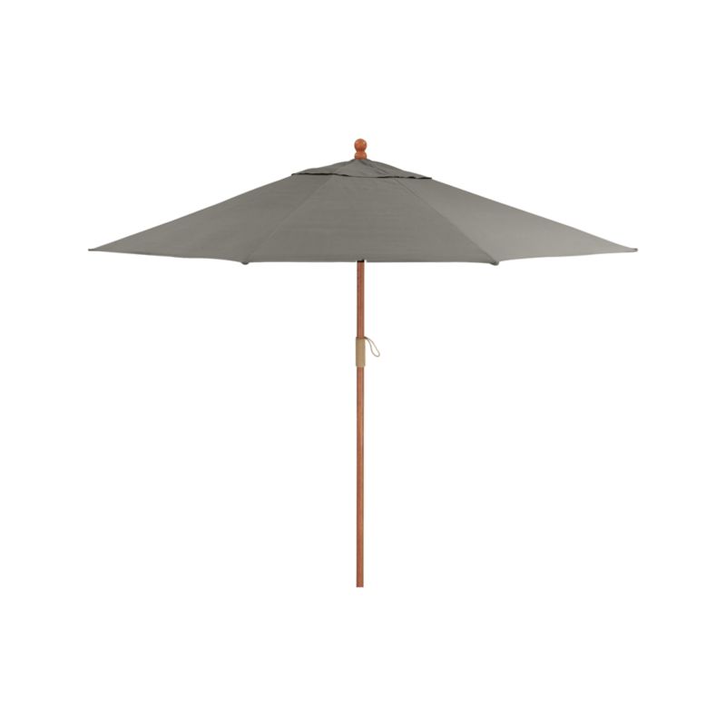 9' Round Sunbrella ® Graphite Outdoor Patio Umbrella with Eucalyptus Frame