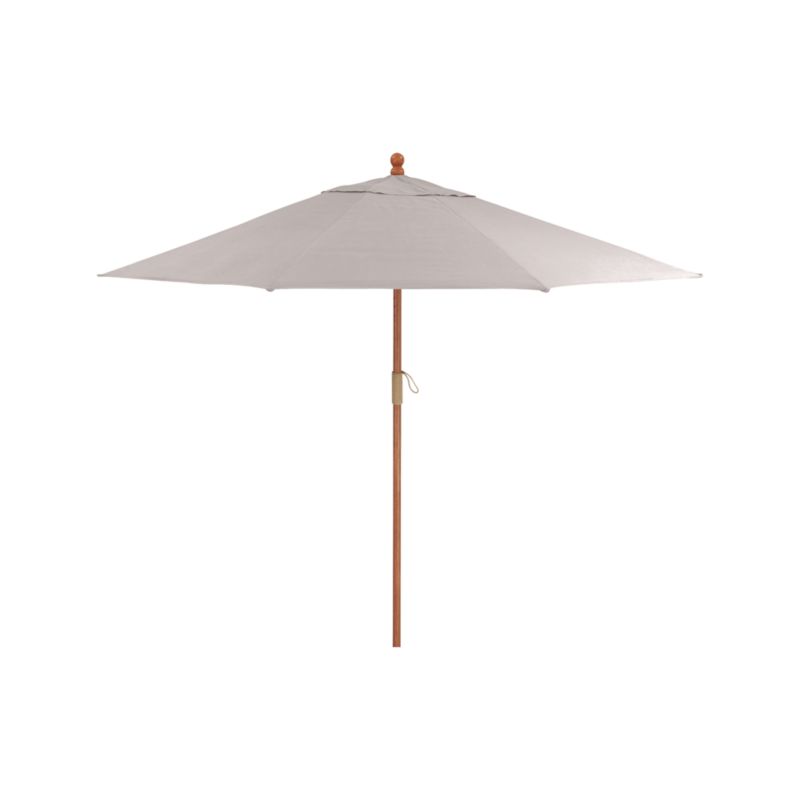 9' Round Sunbrella ® Silver Outdoor Patio Umbrella with Eucalyptus Frame - image 5 of 6