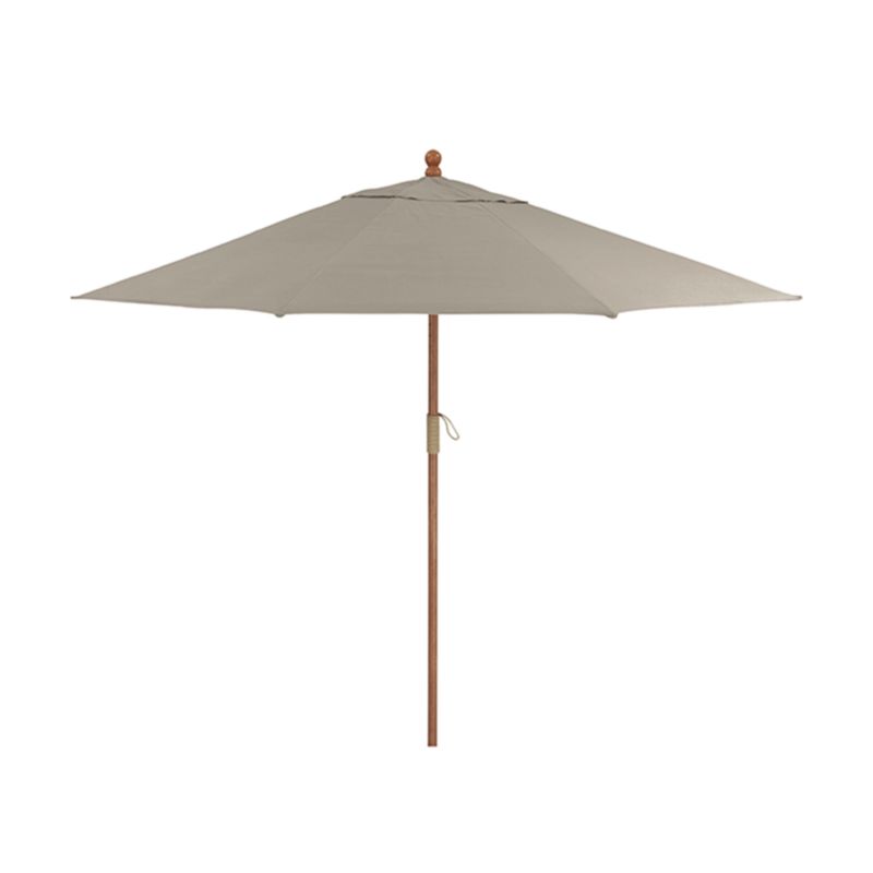 9' Round Sunbrella ® Stone Outdoor Patio Umbrella with Eucalyptus Frame - image 8 of 9