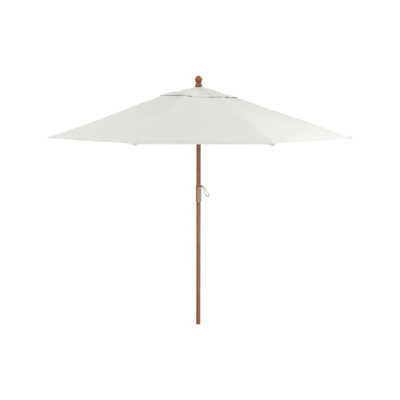 9' Round Sunbrella ® White Sand Outdoor Patio Umbrella with Eucalyptus Frame - image 4 of 10