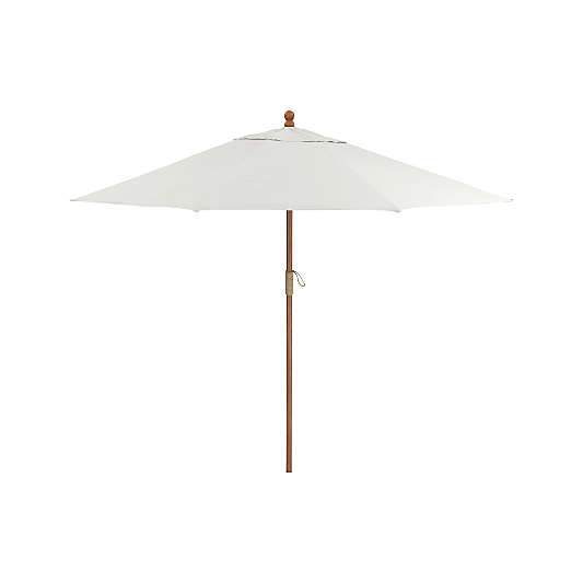 9' Round Sunbrella ® White Sand Outdoor Patio Umbrella with Eucalyptus Frame