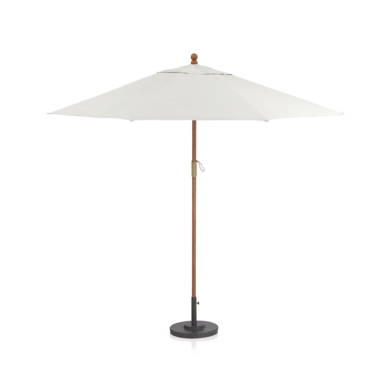 9' Round Sunbrella ® White Sand Outdoor Patio Umbrella with Eucalyptus Frame - image 5 of 10