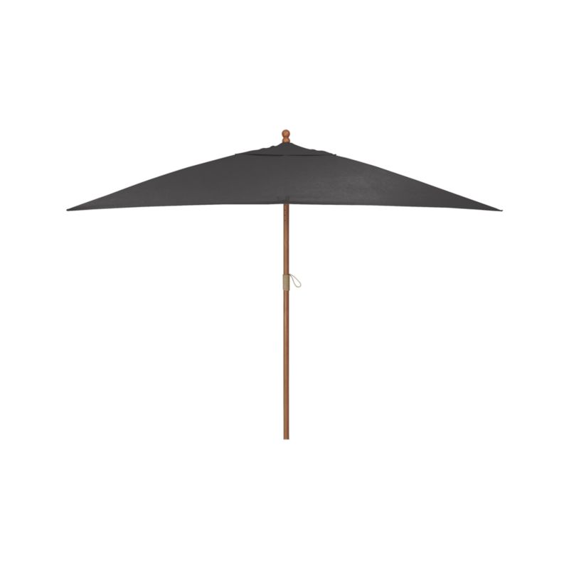 10' Rectangular Sunbrella ® Charcoal Outdoor Patio Umbrella with Eucalyptus Frame