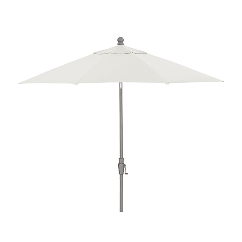 9' Round Sunbrella White Sand Outdoor Patio Umbrella With Tilt Silver 