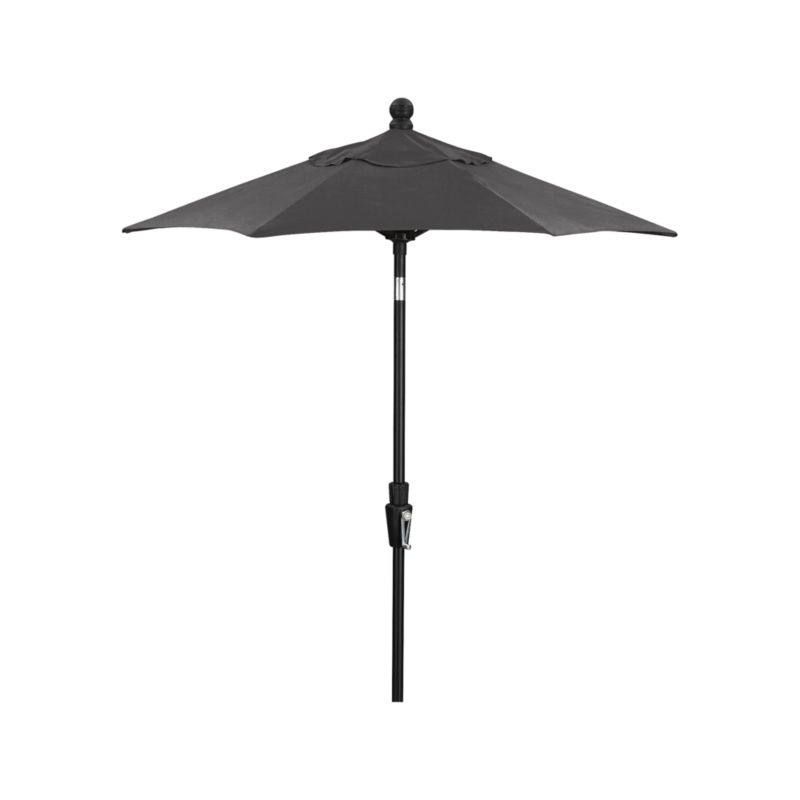 6' Round Sunbrella ® Charcoal Outdoor Patio Umbrella with Tilt Black Frame