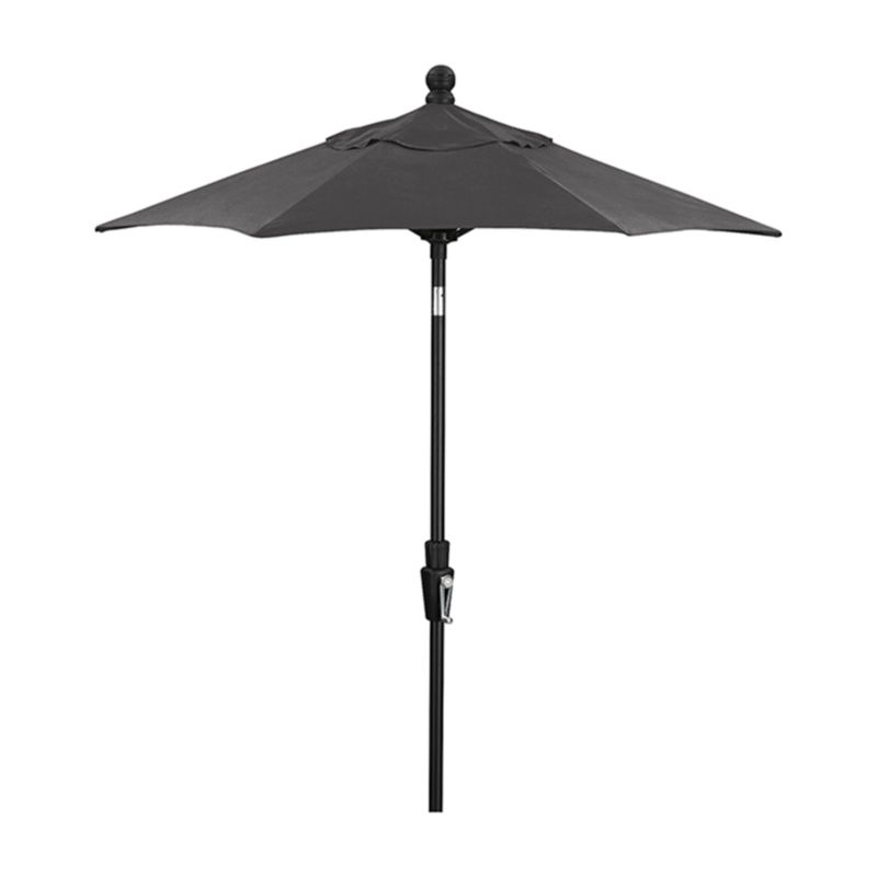 6' Round Sunbrella ® Charcoal Outdoor Patio Umbrella with Tilt Black Frame