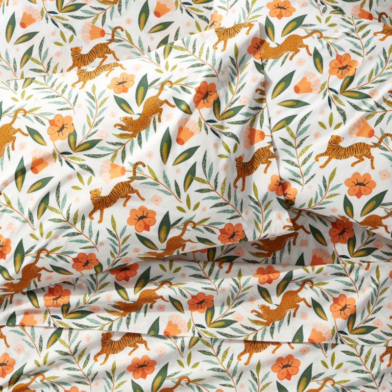 Riviera Stripe Verte Green Organic Cotton Kids Twin Sheet Set