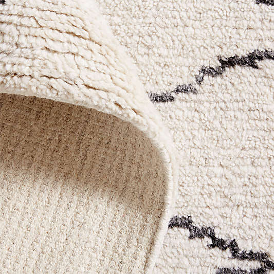 Marseilles Wool Hand-Knotted Black Beige Area Rug