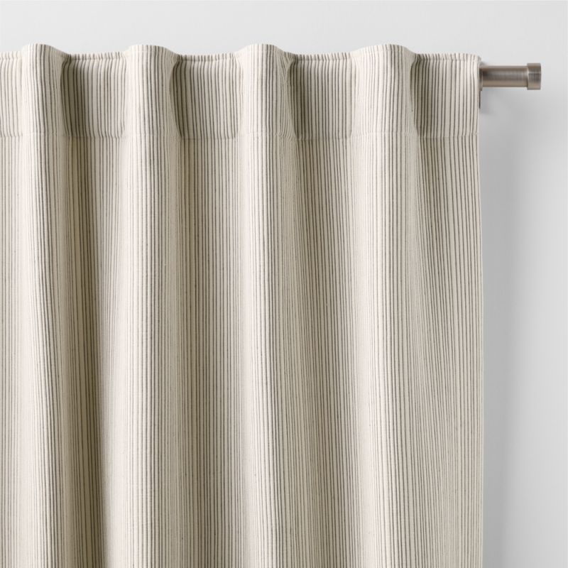 Matelasse Stripe Midnight Navy Organic Cotton Window Curtain Panel 52"x84" - image 2 of 6