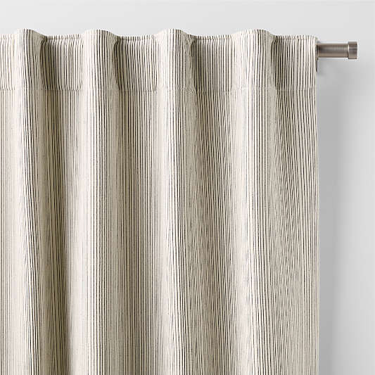 Matelasse Stripe Midnight Navy Organic Cotton Window Curtain Panel