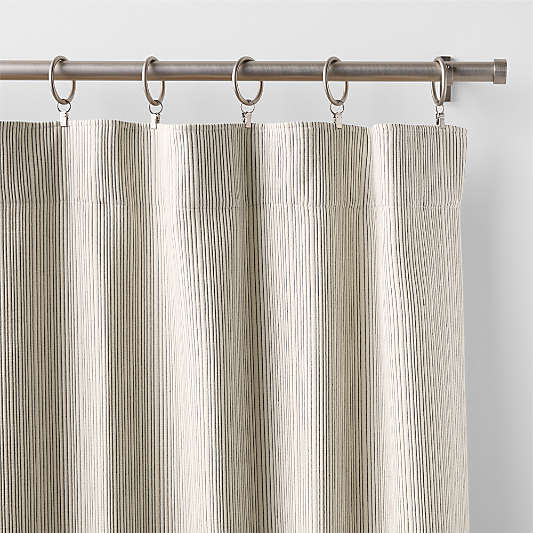 Matelasse Ivory with Black Stripe Organic Cotton Window Curtain Panel