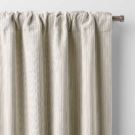 Matelasse Ivory with Black Stripe Organic Cotton Window Curtain Panel 52"x84"