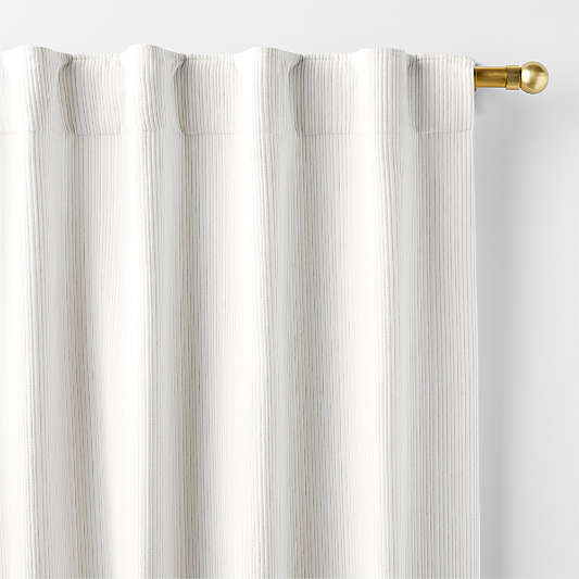 Matelasse Stripe Taupe Organic Cotton Window Curtain Panel 52"x84"