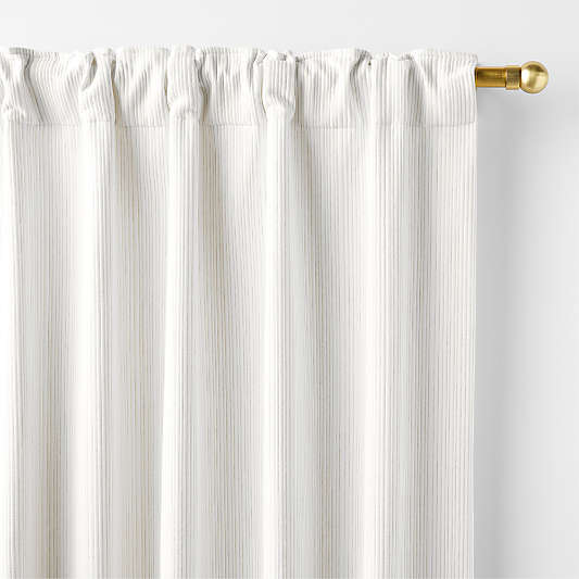 Matelasse Stripe Taupe Organic Cotton Window Curtain Panel 52"x84"