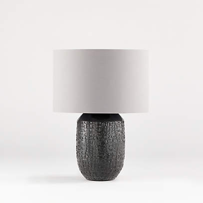 Matilde Table Lamp With Grey Drum Shade, Silver Grey Table Lamp Shades