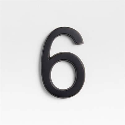 4" Matte Black Metal House Number 6