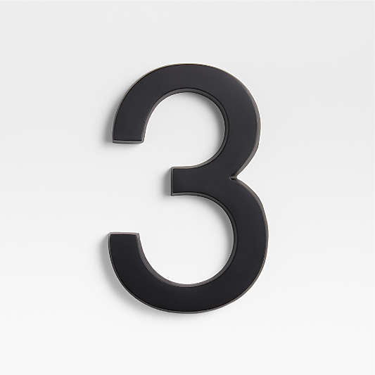 6" Matte Black Metal House Number 3