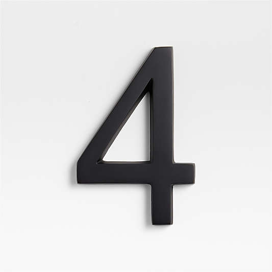 6" Matte Black Metal House Number 4